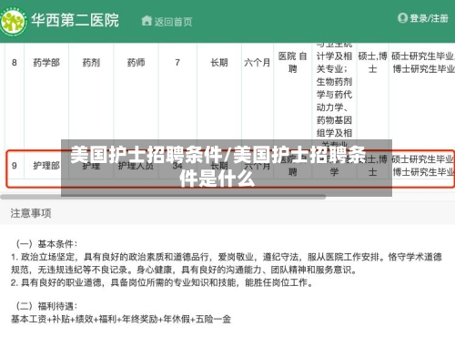 美国护士招聘条件/美国护士招聘条件是什么