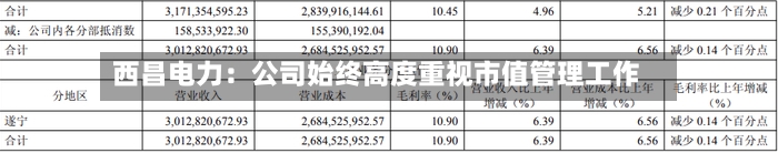 西昌电力：公司始终高度重视市值管理工作-第1张图片