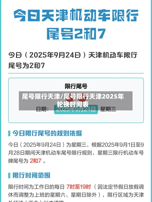 尾号限行天津/尾号限行天津2025年轮换时间表-第2张图片