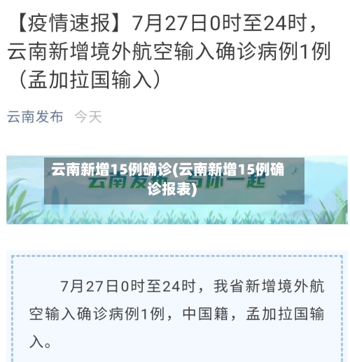 云南新增15例确诊(云南新增15例确诊报表)