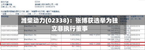 潍柴动力(02338)：张博获选举为独立非执行董事